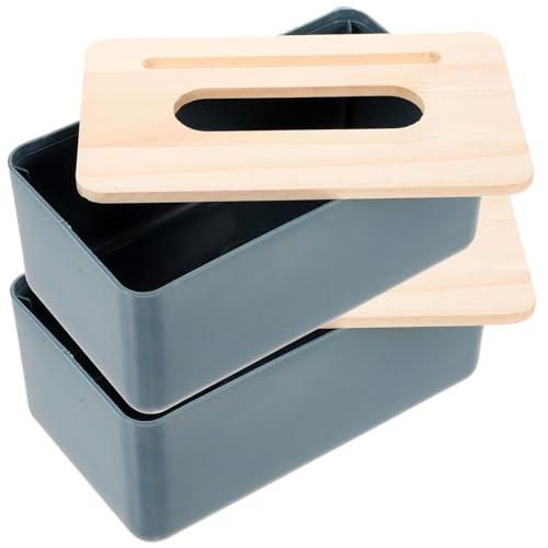 Warmhm 2 Stück Rechteckige Taschentuchbox mit Elegantem Holzdeckel Praktische Aufbewahrung für Papiertaschentücher Am Schreibtisch Kompakt und Dekorativ für Büro Wohnzimmer und von Warmhm