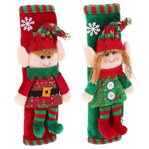 Warmhm 2 Stück Teiliges Weihnachtsgriff Set für Kühlschrank und Mikrowelle Langlebige Waschbare Türgriff Abdeckungen Schmutzabweisend Schützt vor Fingerabdrücken Passende Küchen Deko für von Warmhm