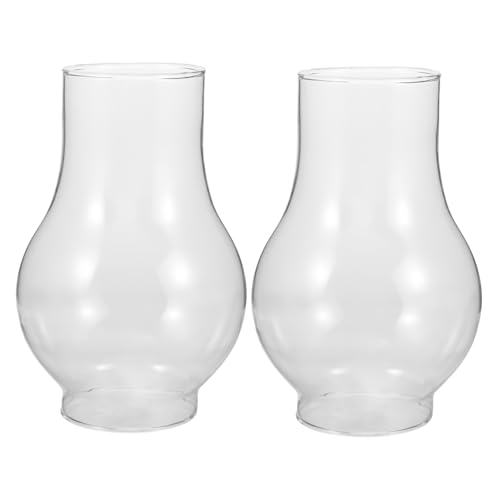 Warmhm 2 Stück Teiliges Windgeschützter Hitzebeständiger Glas Lampenschirme für Petroleum Öllampen Transparenter Robuster Öl Lampenschirm für Camping und Outdoor Einsatz von Warmhm