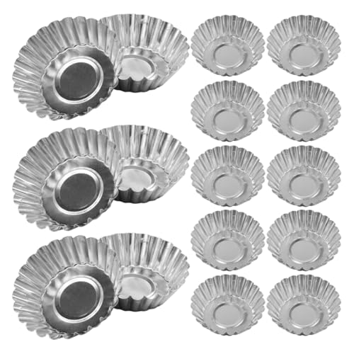 Warmhm 20 Stück Aluminiumlegierung Teiliges Eier Tart Formen Mini Tart Backformen Antihaft Muffin Backbecher für Zuhause Wiederverwendbare Backutensilien für Eier und Desserts von Warmhm