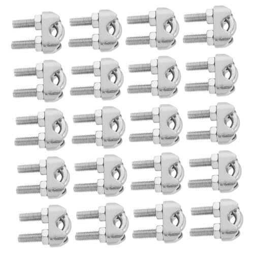 Warmhm 20 Stück Drahtseilspannfutter Windenkabelklemme Drahtseilklemme Kabelbaum Clips Kabelclip Klemme Anhängerrahmen Drahtclips Kabel Drahtseil Drahtziehclips von Warmhm