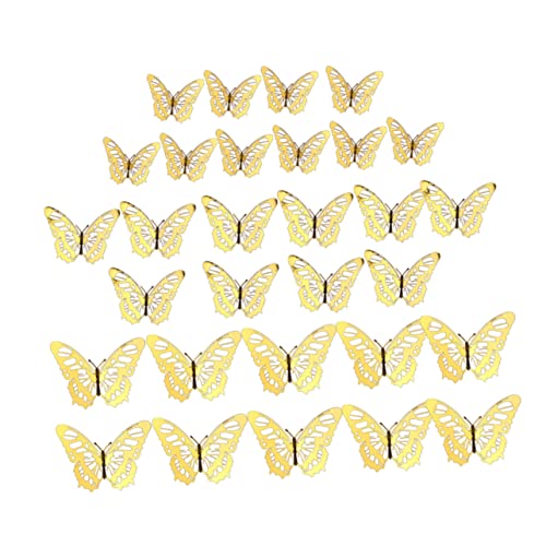 Warmhm 24 Stück Teiliges Metalloptik Schmetterling Wandtattoo Abnehmbare Papier Fenster Sticker Dekorative Wanddeko für Wohnzimmer Schlafzimmer Schadstofffrei Geruchsneutral von Warmhm