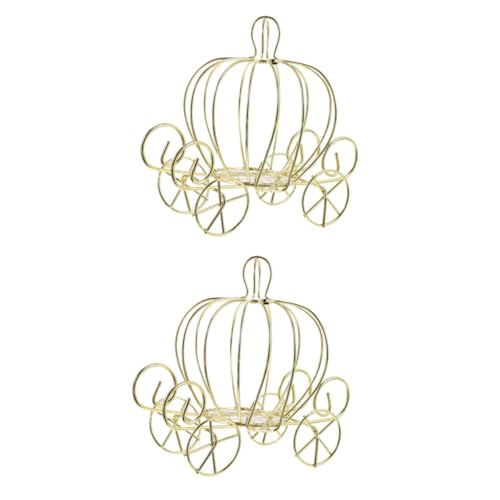 Warmhm 2St Kürbiswagen Süßigkeitenbox aus Metall Prinzessin Kürbiswagen Vase mit Hochzeitsblumen Hochzeitsdekorationen Ornament Süßigkeitenbehälter Schmiedeeisen Container Geschenkbox von Warmhm