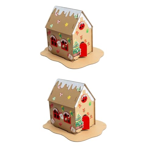 Warmhm 2St Weihnachtsdekorationen Lebkuchenhaus Dekorationsset Tischplatte Weihnachten Weihnachts präsente Kekse Ornament DIY-Spielzeug selbstgebaute Hütte Perlmutt 3D von Warmhm