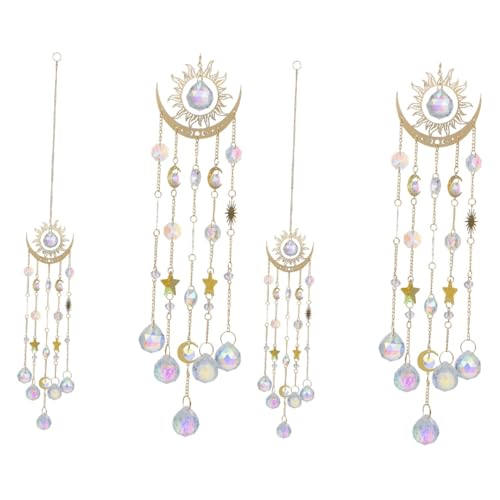 Warmhm 2St Windspiele im Innenhofgarten Boho Sonne Fenster hängende Verzierung fensterdekoration gartendeko Hängendes Kristallornament Hängendes Windspiel aus Kristall Weißer Kristall von Warmhm