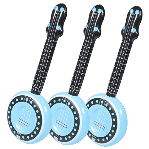 Warmhm 3 Stück Aufblasbares Musikinstrument Die Schlauchboote Tragbare Gitarre Musik Aufblasbares Banjo Aufblasbare Rockband-Instrumente Trompete Pädagogisches Spielzeug von Warmhm