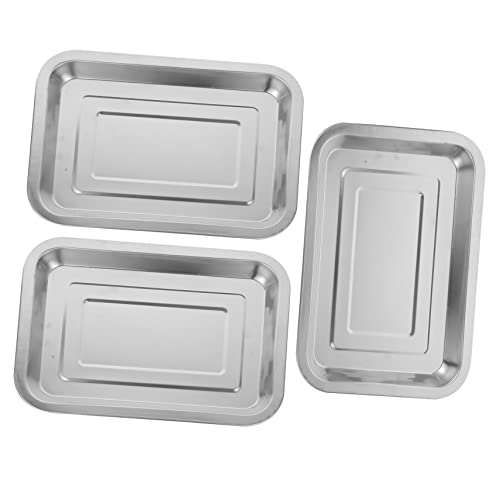Warmhm 3 Stück Edelstahl -lebensmittelschale Großes Tablett Grillpfanne Grill Topper Braten Backen Teller Platten Backofenrost Für Tabletts Gastronomie Gericht Bratschale Kochen von Warmhm