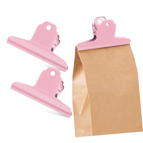 Warmhm 3 Stück Metall Bulldog Clips in Kirschblütenrosa mit Starkem Federmechanismus Vielseitige Büroklammern für Dokumente Snackbeutel und Aufhängung Robustes Schreibtischzubehör zur von Warmhm
