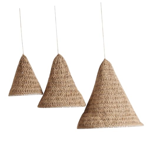 Warmhm 3 Stück Teiliges Handgewebtes Boho Pendelleuchten Leichter Baumwoll-leinen-seilfassung Dekorative Lampenschirme für Schlafzimmer Wohnzimmer und Vielseitige Wohnraumgestaltung von Warmhm