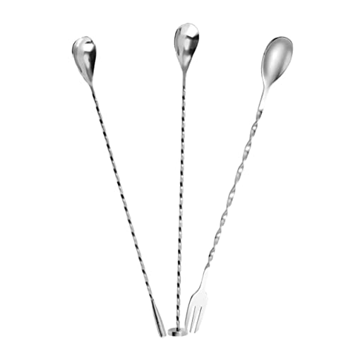 Warmhm 3 Stück Teiliges Langes Bar Löffelset Langlebige Rührlöffel mit Langem Griff Multifunktionale Cocktail Mixlöffel für Barkeeper Party und Zuhause Spülmaschinenfest Wiederverwendbar von Warmhm