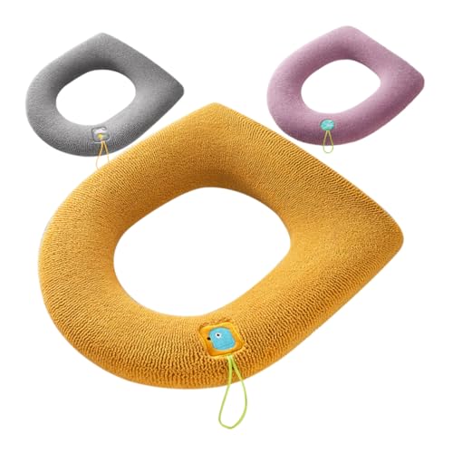 Warmhm 3 Stück Toilleten Sitz Pads Bad Toilettensitz Wärmer Erzogen Schwarz Waschbar Sitzpolster Gepolstert Hängend Form Kissen Abdeckung Erwachsene Für Toilettensitzauflagen Polyester von Warmhm