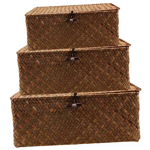 Warmhm 3st Korb Mit Deckel Dekorative Aufbewahrung Brotkorb Regaldekor Weidenkorb Mit Deckel Korb Aus Weiden-aufbewahrungsbehälter Gelber Korb Seetang Warmhm 3st Korb Mit Deckel Dekorative Aufbewahrung Brotkorb Regaldekor Weidenkorb Mit Deckel Korb Aus Weiden-aufbewahrungsbehälter Gelber Korb Seetang von Warmhm