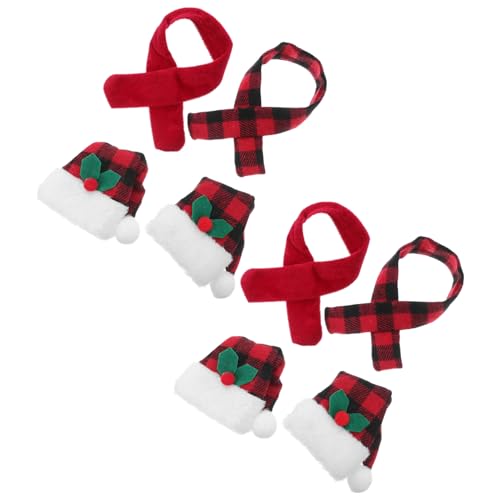 Warmhm 4sätze Weinflaschenhüllen Im Buffalo Plaid-Design Weihnachtsmützen Und Schals Für Weinflaschendekoration Festtagsdeko Und Tischdekoration Hergestellt Aus Robustem Stoff von Warmhm