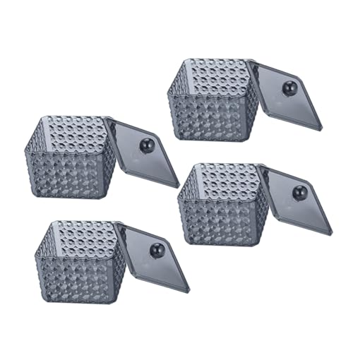 Warmhm 4 Stück Baumwollpads und Wattestäbchen Aufbewahrungsbox mit Transparentem Deckel Diamantstruktur Feuchtigkeitsgeschützt für Badezimmer und Schminktisch von Warmhm