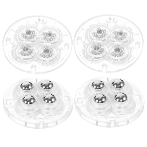 Warmhm 4 Stück Kleine Selbstklebende Mini kugelrollen Schwenkbare Transparente Möbelrollen Geräuscharm Kratzfest Tragfähig für Mülltonnen und Aufbewahrungsboxen von Warmhm