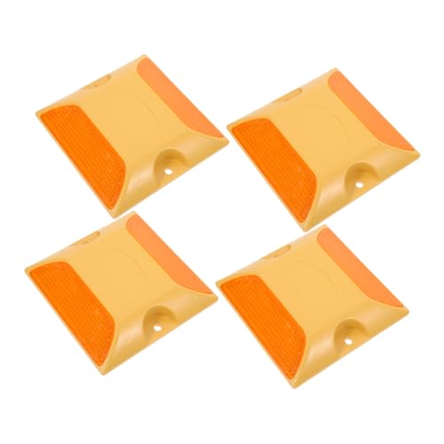 Warmhm 4 Stück Reflektierende Kunststoff Pufferpads Langlebige Geschwindigkeits Dämpferplatten für Autobahn Wetterfest Stoßfest Einfache Montage Effektive Nachtsichtbarkeit für von Warmhm