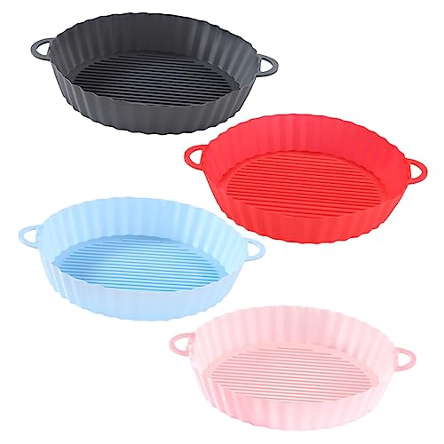 Warmhm 4 Stück Silikon -frittierpad Fritteuse Bratpfanne Korb Tablett Groß Liner Braten Ersatz Silikoneinsatz Zum Backen Backformen Aus Silikon Mit Griff Mehrzweck-backform Kieselgel von Warmhm