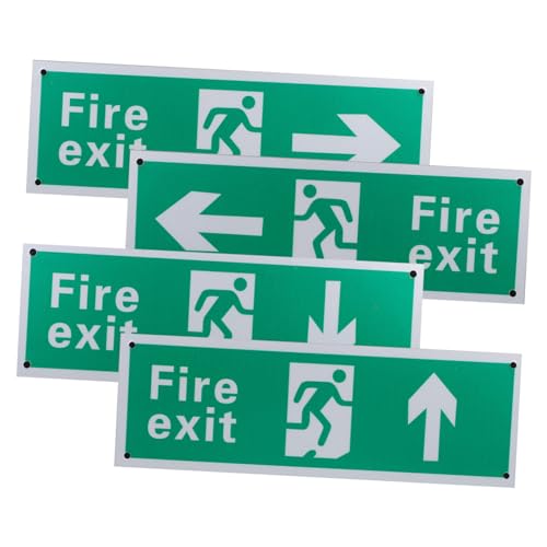 Warmhm 4 Stück Teiliges Notausgangsschild aus Metall mit Pfeilen Rechts Links oben Unten Sichtbare Notausgangs indikatoren Einfach zu Montieren für Geschäft Supermarkt von Warmhm