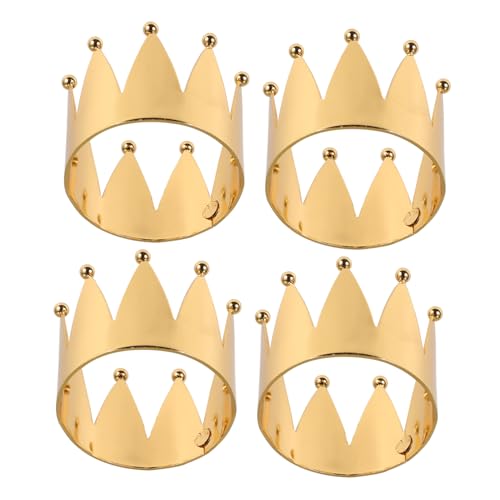 Warmhm 4 Stück Teiliges Serviettenring Kleiner Goldener Kronenform Stilvoller Napkin Holder Tischdekoration für Party und Festliche Anlässe von Warmhm