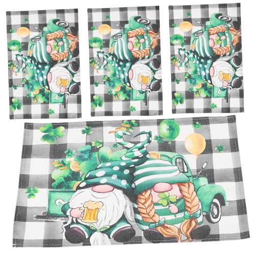 Warmhm 4 Stück Tischset küchenaccessoires Weihnachts -Plakat Dekorationen zum St. Patricks Day Abendessen Taschen Feiertags -Placematen Kleeblattgrüne Tischmatte Flachs von Warmhm