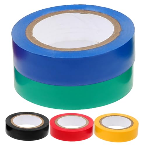 Warmhm 5 Rollen Farbiges PVC Isolierband Elektriker Klebeband Hohe Klebkraft Vielseitig Isolierend für Kabel und Drahtmarkierung in Rot Gelb Blau Grün Schwarz von Warmhm