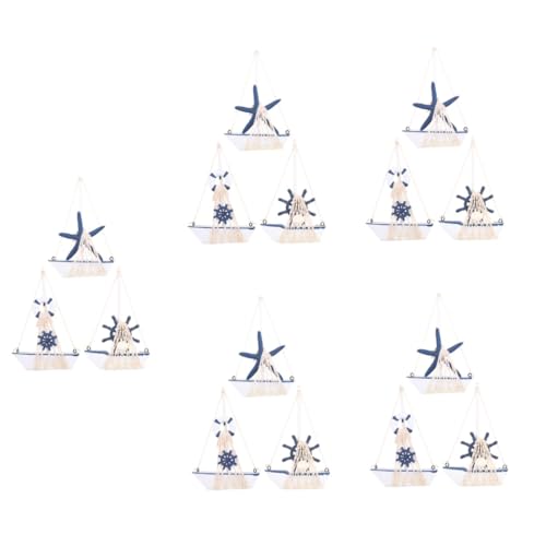 Warmhm 5 Sätze Segelmodell Ornament Nautische Dekorationen Spielzeugboot Thematisiert Wohnzimmerdeko Tischdeko Esstisch Segelbootförmiges Segelboot Modell Baumwolle 3 Stück * 5 von Warmhm