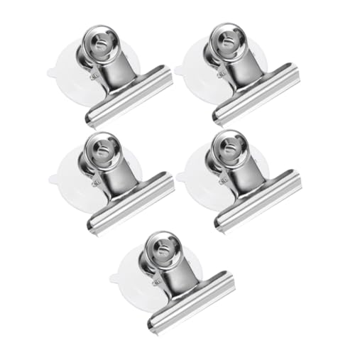 Warmhm 5 Stück Teiliges Edelstahl Saugnapf Clips mit Rostfreien Klammern Starke Haftung für Glatte Oberflächen Vielseitig Einsetzbar als Fenster Küchenklammern Praktische Haushaltshilfe von Warmhm