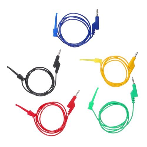 Warmhm 5 Stück Teiliges Multimeter Prüfkabel Set mit Stapelbaren Bananensteckern Flexiblem Elektrischen Testkabel Verschleißfest Hohe Leitfähigkeit Verstärkte Haltbarkeit Geeignet für von Warmhm