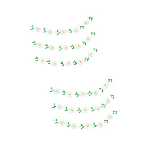 Warmhm 6 STK Gänseblümchen Latte künstliche weiße Blumen künstliche Gänseblümchen Girlande Boho-Dekor hängende Wimpelkette Banner für den Frühling Fenster schmücken grüne Blätter Ammer von Warmhm