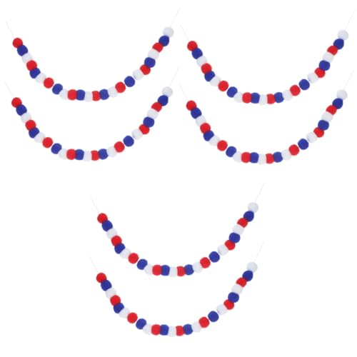 Warmhm 6 Stck. Patriotische Pompom Ball Girlande Rot Weiß Blau Teiliges Party Eleganter Fenster und Weihnachtsbaumschmuck für Unabhängigkeitstag und Festliche Anlässe von Warmhm