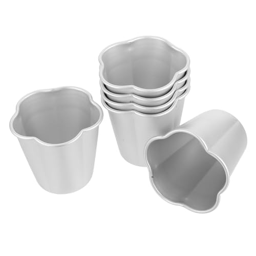 Warmhm 6 Stück Teiliges Mini Kuchenformen aus Aluminiumlegierung Hitzebeständige Langlebige Pudding und Backformen Blumenförmige Cupcake und Muffin Molds Einfach zu Reinigen und von Warmhm