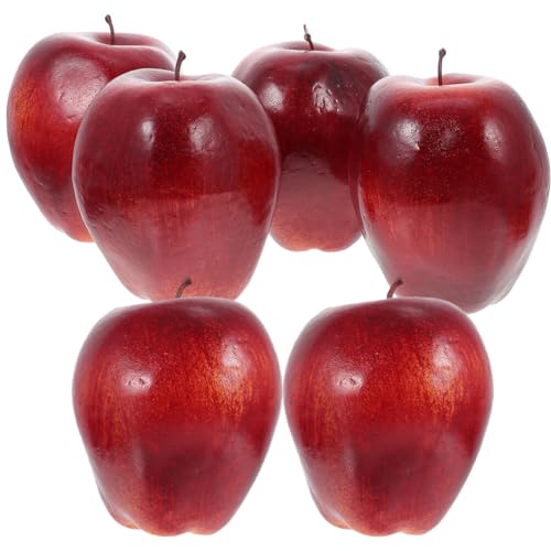 Warmhm 6 Stücke Künstliche Rote Äpfel Rote Äpfel Deko Gefälschte Früchte Kunstobst Faux Äpfel Künstliches Obst Display Foto Requisiten von Warmhm