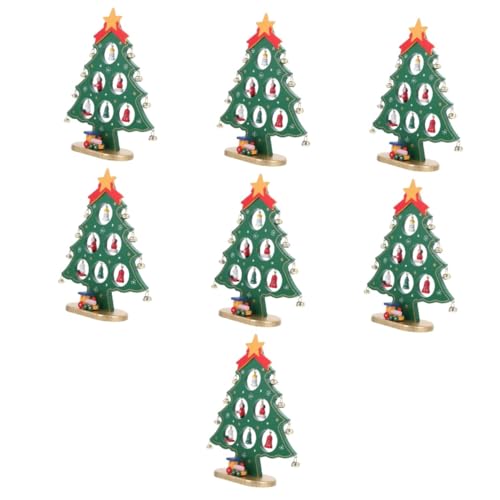 Warmhm 7 STK Christbaumschmuck Weihnachtsbaum-Desktop-Dekoration Weihnachtsschmuck aus Holz weihnachtsbaumständer weihnschtsbaumständer Mini-Tisch-Weihnachtsbaum Weihnachtsdekorationen von Warmhm