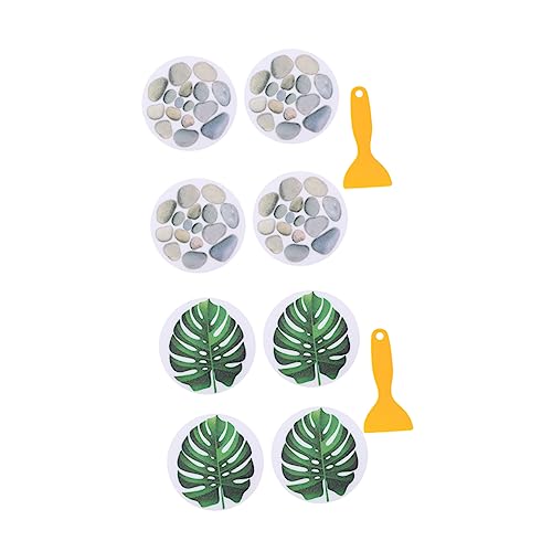 Warmhm 8 Stück Badewannen Rutsch Aufkleber rutschfeste Sticker für Badezimmer Pool und Küche Selbstklebend Durchmesser mit Bunten Blättern und Farbigen Schabern von Warmhm
