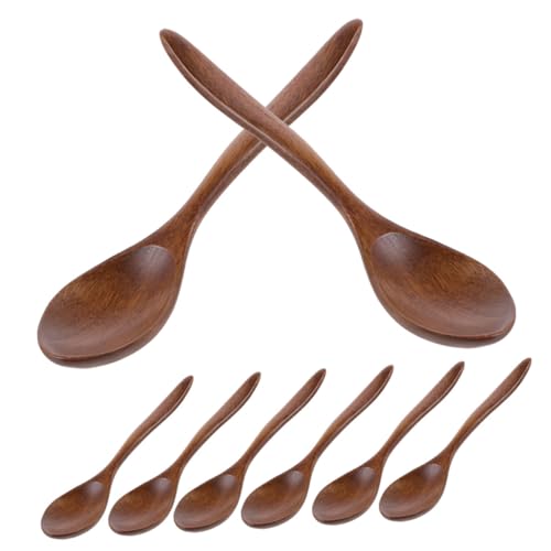 Warmhm 8 Stück Holzlöffel Mini Servierlöffel Löffel Servieren Kleine Löffel Besteck Honiglöffel Suppenlöffel Küchenlöffel Wiederverwendbare Löffel Teelöffel Haushaltslöffel Kochlöffel von Warmhm