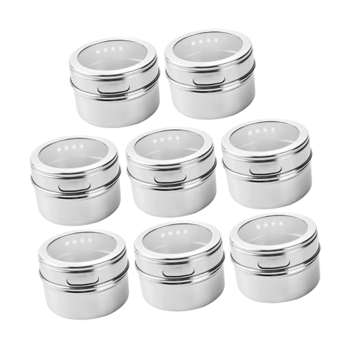 Warmhm 8stücke Magnetische Gewürzdosen Aus Edelstahl Zur Aufbewahrung Von Gewürzen Mit Luftdichten Deckeln Und Aufklebern Für Küche Und Kühlschrank von Warmhm