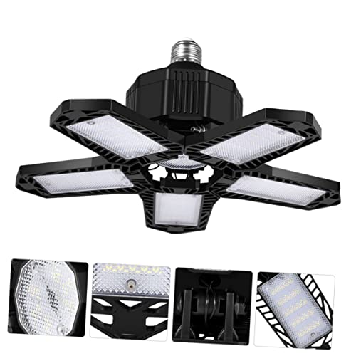 Warmhm 80W LED Garagenleuchte Helle 8000Lm Deckenleuchte mit 5 Verstellbaren Paneelen Installieren für Keller und E27 Sockel von Warmhm
