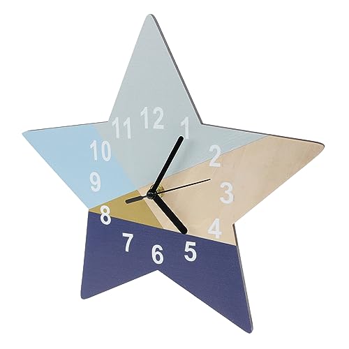 Warmhm Blauer Geometrischer Stern Wanduhr Lautlos Moderne Hängende Uhr Kinderzimmer Dekoration Geräuscharm Praktische Wanddeko von Warmhm