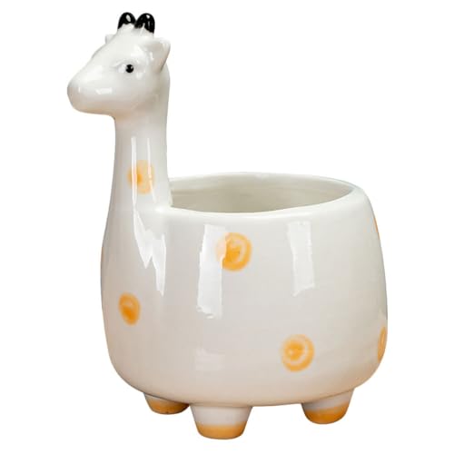 Warmhm Blumentopf Giraffentopf Blumentöpfe Für Zimmerpflanzen Tierstatuendekor Topfpflanzer Drinnen Desktop-sukkulententopf Giraffenblumen-pflanztopf Büro Karikatur Bonsai-ständer Keramik von Warmhm