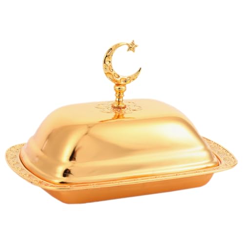 Warmhm Butterbehälter Für Zu Hause Butterschüssel Mit Griff Vintage Butterdose Buttergericht Mit Deckel Und Messer Wächter Große Butterdose Mit Deckel Französisch Tablett Eisen Golden von Warmhm