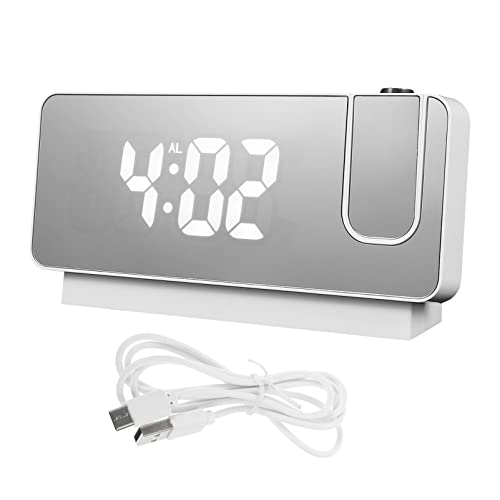 Warmhm Digitale Projektion Wecker Projektor Uhr Projektion an Deckenwand mit USB- Kabel für Haus im Innenraum Schlafzimmer Weiß von Warmhm