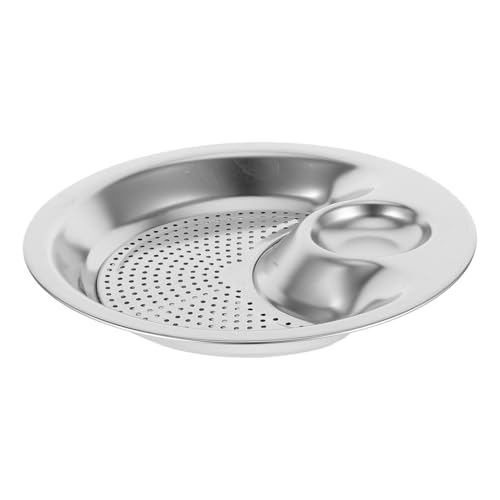 Warmhm Dumpling Tray mit Integrierter Dip Schale Runde Doppelschichtige Snack Platte für Vorspeisen Desserts und Snacks Servierteller für Zuhause und Partys von Warmhm
