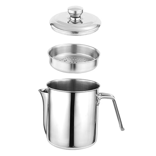 Warmhm Edelstahl Fettbehälter mit Sieb und Deckel Ölfilterkanne mit Abnehmbarem Filter und Rutschfestem Griff zur Aufbewahrung von Speckfett Bratöl und Kochfett für Küche von Warmhm