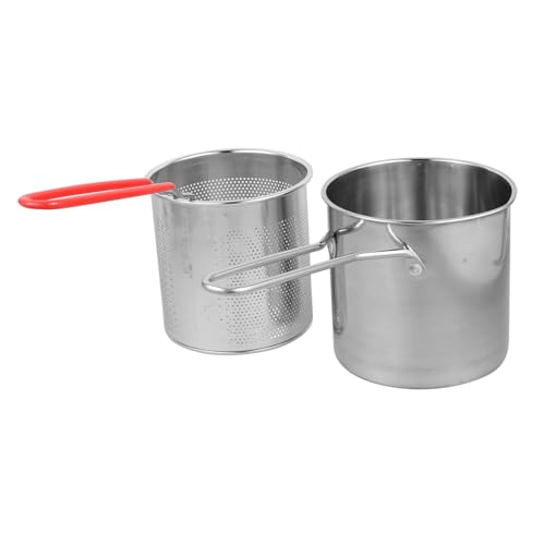 Warmhm Edelstahl Fritteuse mit Antihaft beschichtung Tiefer Kochtopf mit Silikongriff und Frittierkorb Vielseitig Einsetzbar für Schonendes Braten und Frittieren zu Hause von Warmhm