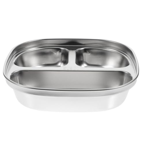 Warmhm Edelstahl Geteilter Teller mit Fächern Wiederverwendbare Lebensmittelplatte Spülmaschinengeeignet für Familienessen und Diätkontrolle Wiederverwendbar von Warmhm