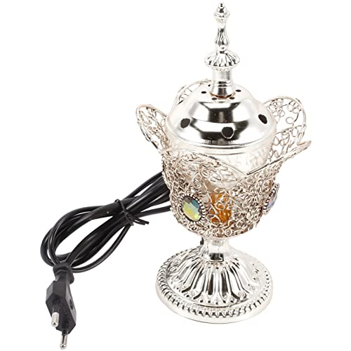 Warmhm Electric Incense Burner Middle Eastern Style Tabletop Electric Censer Iron Incense Burner Scented Aroma Incense Holder for Home Office Yoga Spa Aromatherapy Decor (EU Plug) von Warmhm