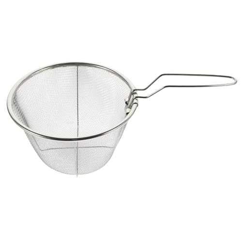 Warmhm Frittierkorb Aus Edelstahl Drahtgeflecht Runder Frittierkorb Für Pommes Siebgriff Leicht Zu Reinigen von Warmhm