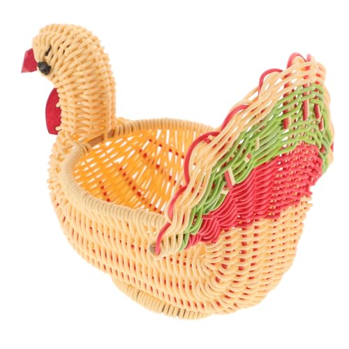 Warmhm Geflochtener Korb Brotkorb Aufbewahrungskorb Hühnerform Imitation Rattan Blumenkorb Küchenaccessoires Dekorative Körbe von Warmhm