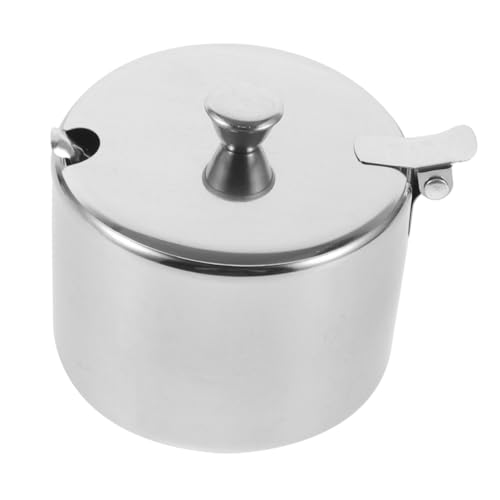 Warmhm Gewürzbehälter mit Deckel und Löffel Multifunktionale Zuckerdose für Salz und Gewürze Eleganter Runder Vorratsbehälter für Küche und Tisch Einfach zu Reinigen von Warmhm