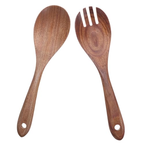 Warmhm Handmade Holzsalatbesteck mit Langem Griff Hitzebeständig und Leicht Serviergabel und Löffel für Salat Pasta und Desserts Kratzfest und Vielseitig für Küche und Party von Warmhm
